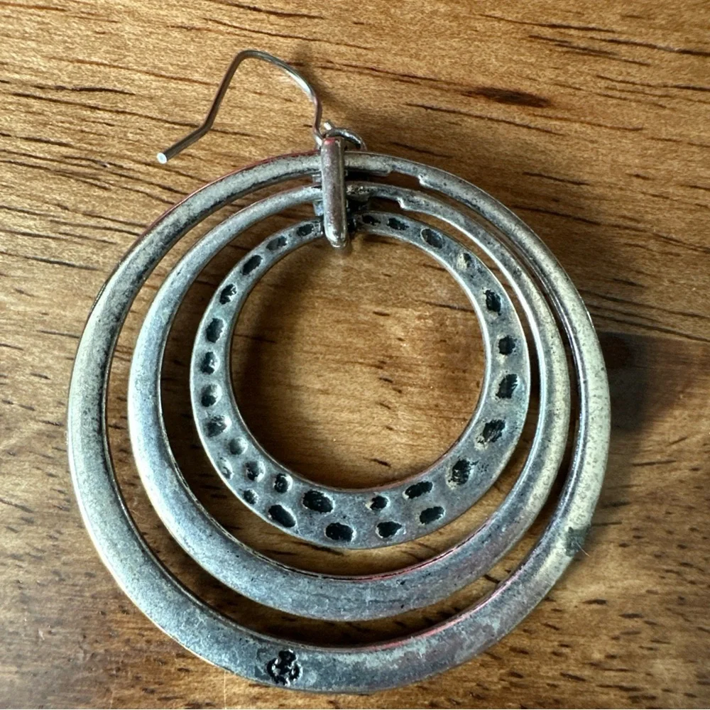 Premier Designs Southwestern Boho Silver Triple Hoop Pierced Earrings